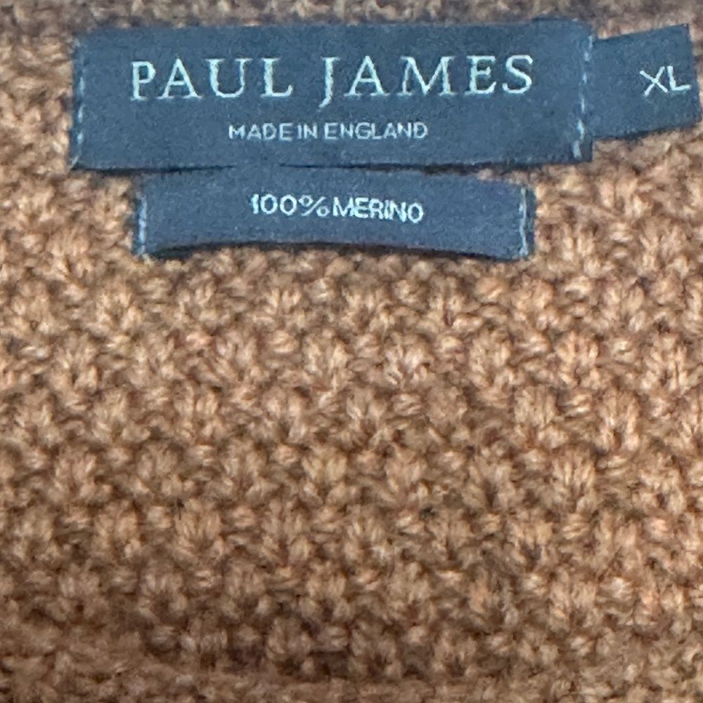 Paul James L (XL)Men’s Sweater 100% Merino Wool Browm Casual Fall Winter England - Picture 5 of 7